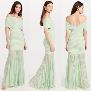 ALEXIS Marce Off-Shoulder Mint Knit Maxi Dress Size Medium NWOT